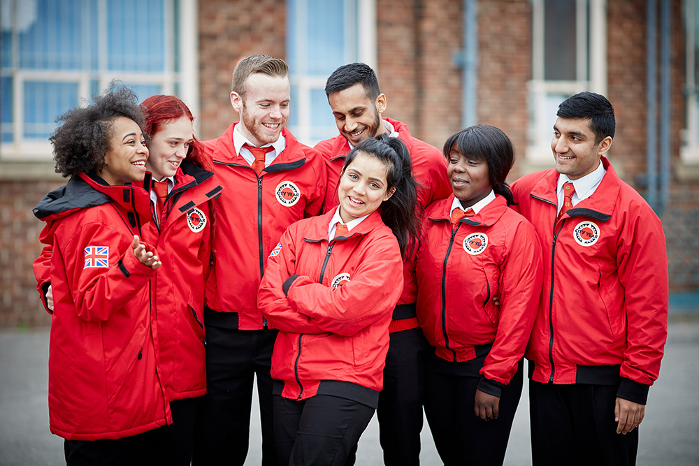 Group of City Year mentors wearing our iconic red jackets
